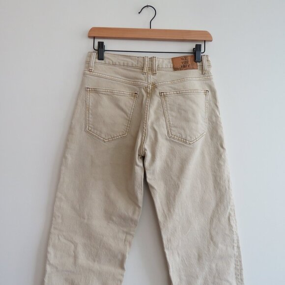 FREE PEOPLE WE THE FREE Risk Taker Mid Rise Jeans in Ecru Neutral Boho - Size 26 - Picture 12 of 16